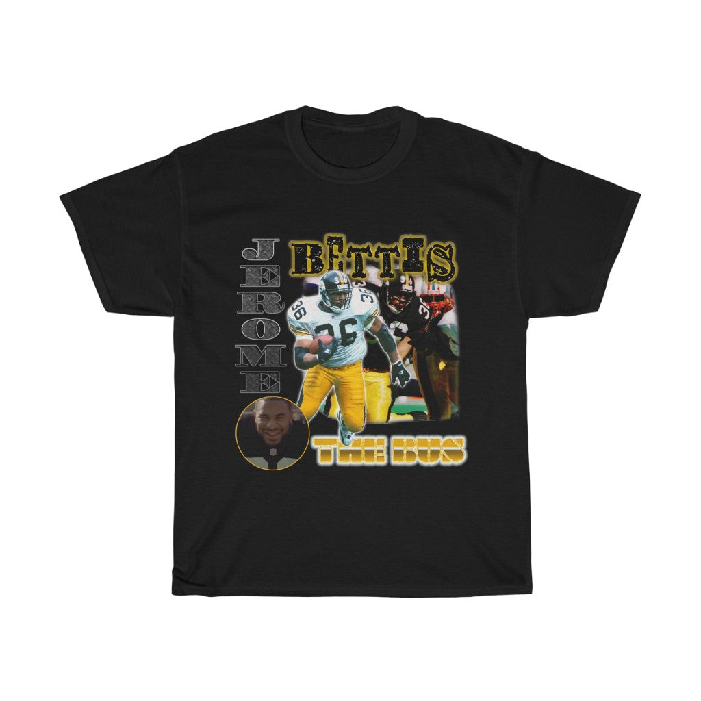 Jerome Bettis The Bus Pittsburgh Steelers 90s Graphic Style Vintage Unisex Heavy Cotton Tee