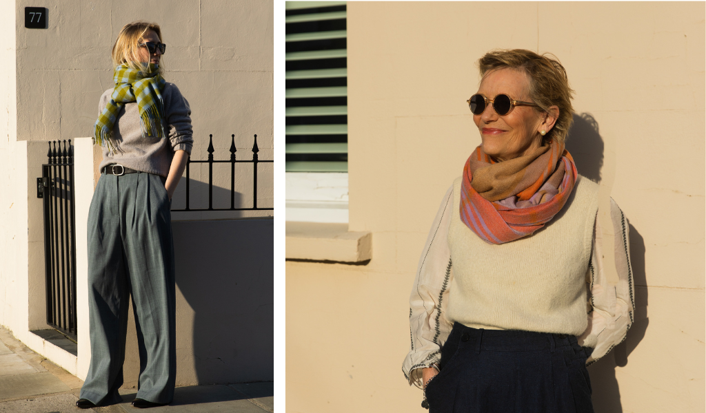 fashion scarves on mother and daughter 