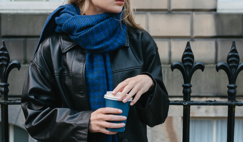 blue oversized scarf fashion