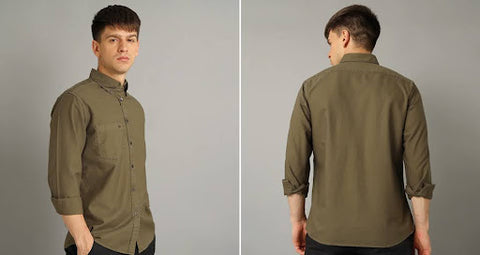 olive solid shirt for men - Aldeon