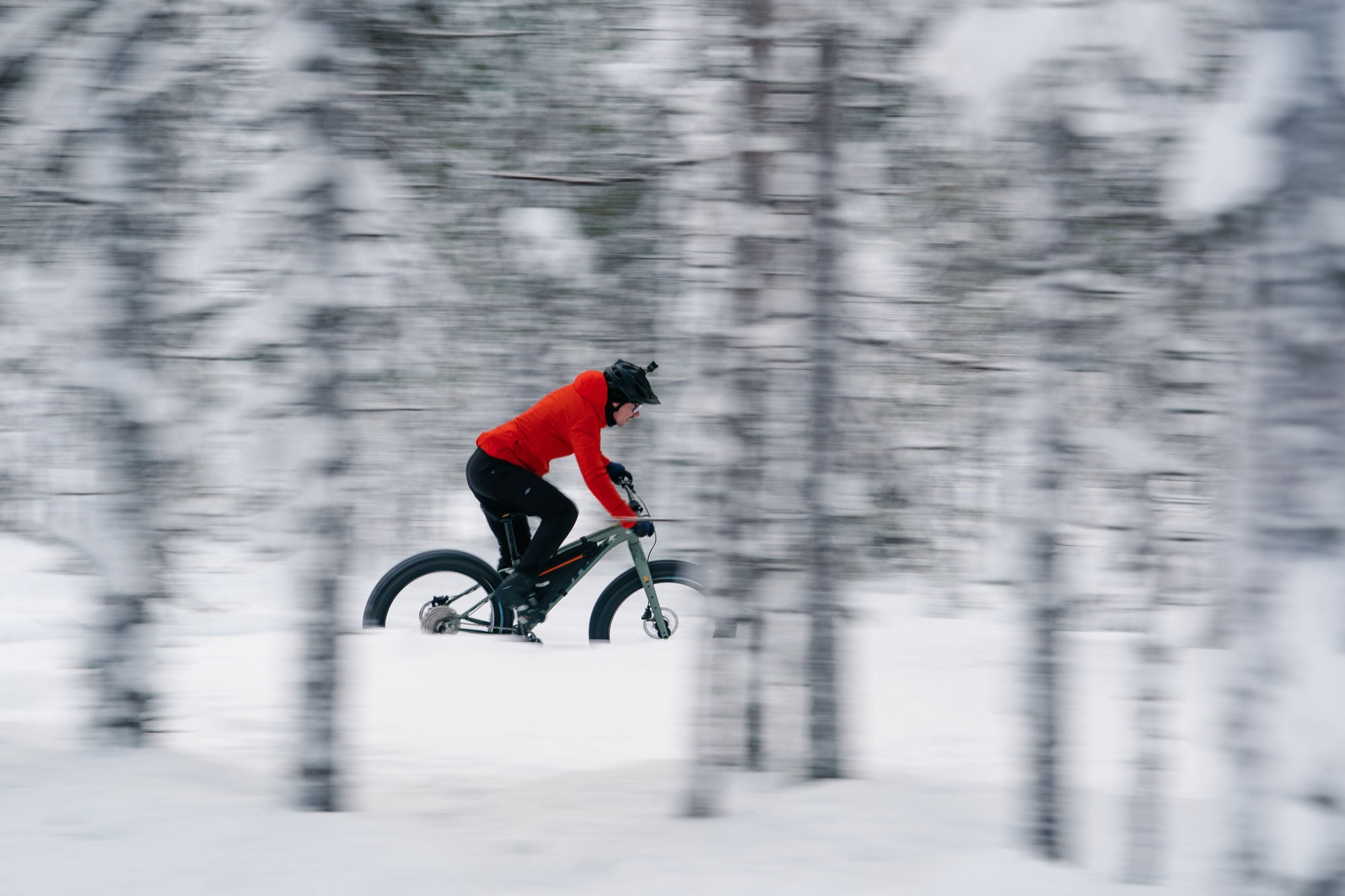 Antti Laiho riding a Kona Woo in Lapland