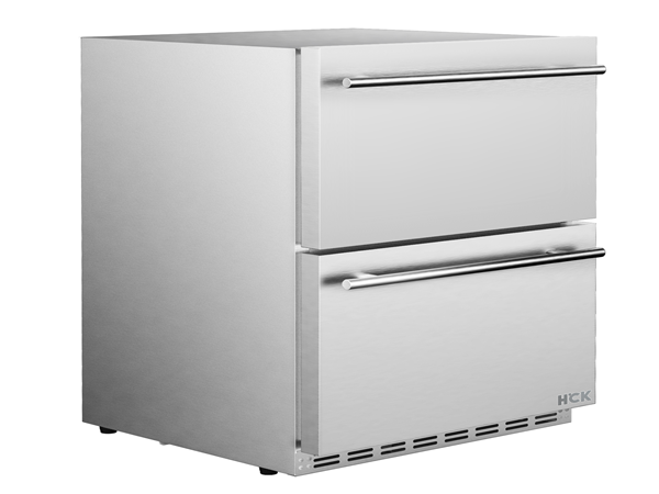 Side view of a 5.29 Cu Ft Stainless Steel Dual Zone Outdoor Refrigerator