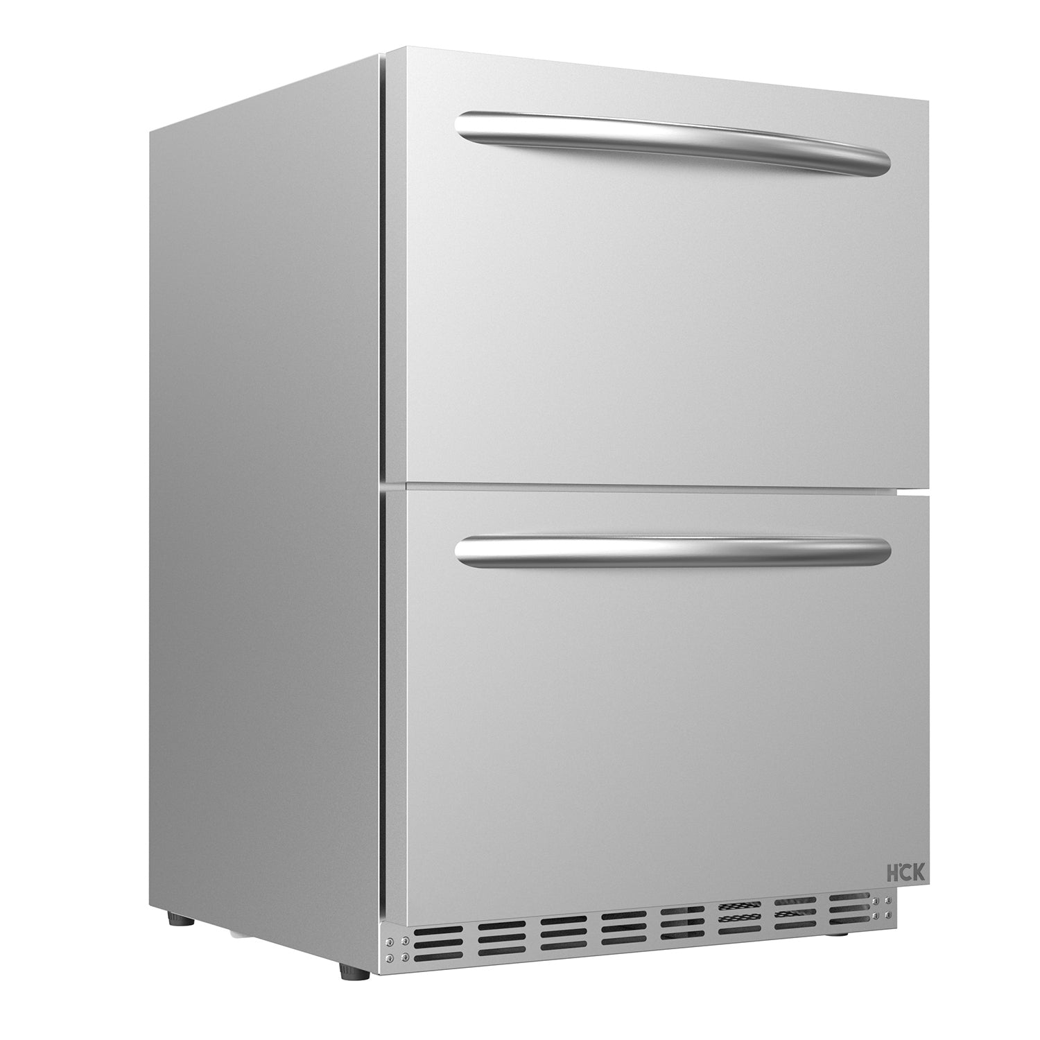 HCK Undercounter Refrigerator 24 Inch,5.1 Cu.ft.Reach-in Double Drawer &  Dual Zone Indoor/Outdoor Stainless Steel Beverage Fridge Cooler for Home  and
