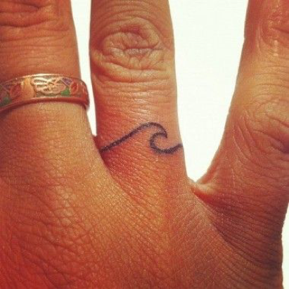 Wave Ring | Tiny finger tattoos, Finger tattoos, Waves tattoo