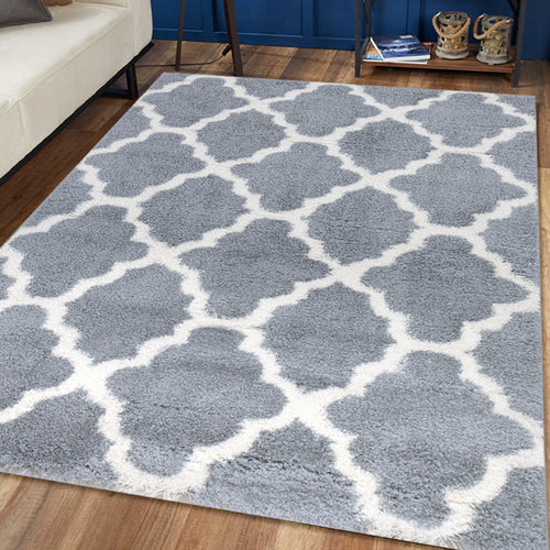 Shaggy Hochflor mit Strichmuster Grau/Beige Carpetilla –