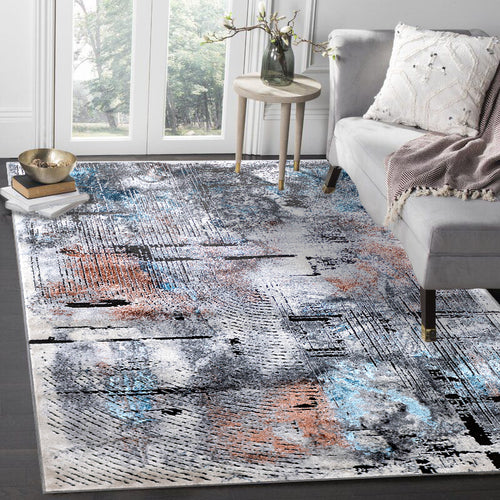 Harmony Designer Teppich Kurzflor Abstrakt Surreal Grau/Beige – Carpetilla