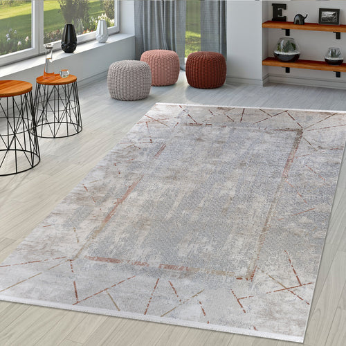 Aqua Designer Teppich Orientalisch Modern Beige Orange – Carpetilla