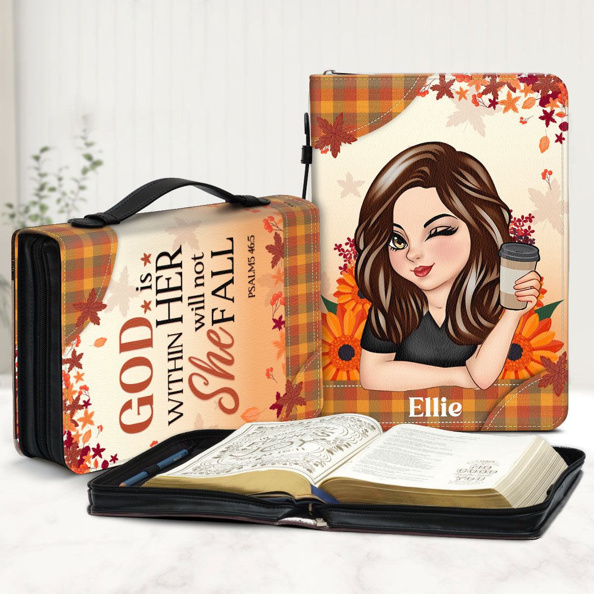  God Is Within Her She Will Not Fall | Personalized Bible Cover JSBCPT2076L