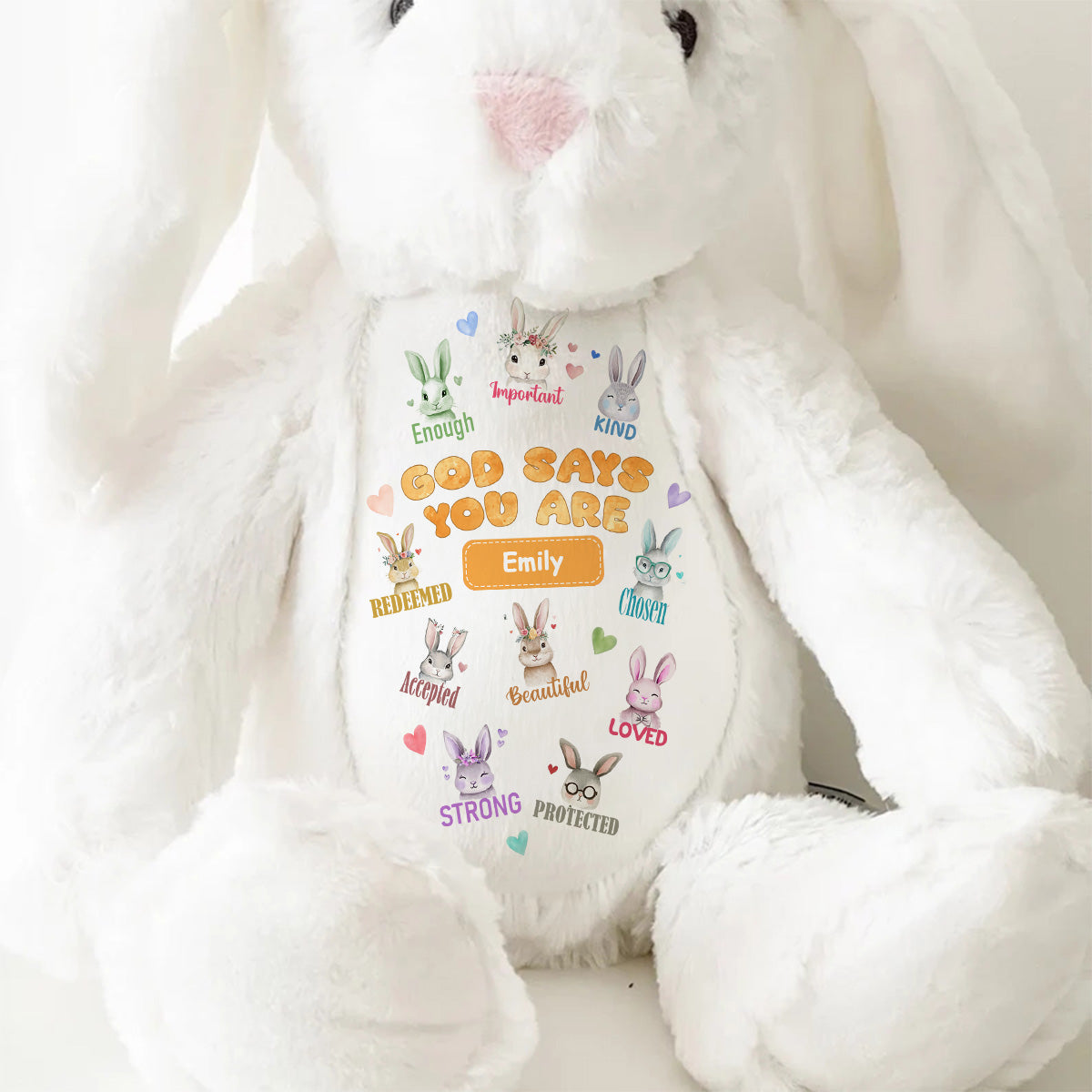 God Says You Are | Personalized Stuffed Bunny
