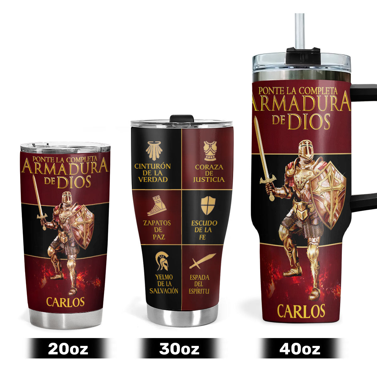 Jesuspirit | Personalized Stainless Steel Tumbler | Armadura De Dios SSTM03B