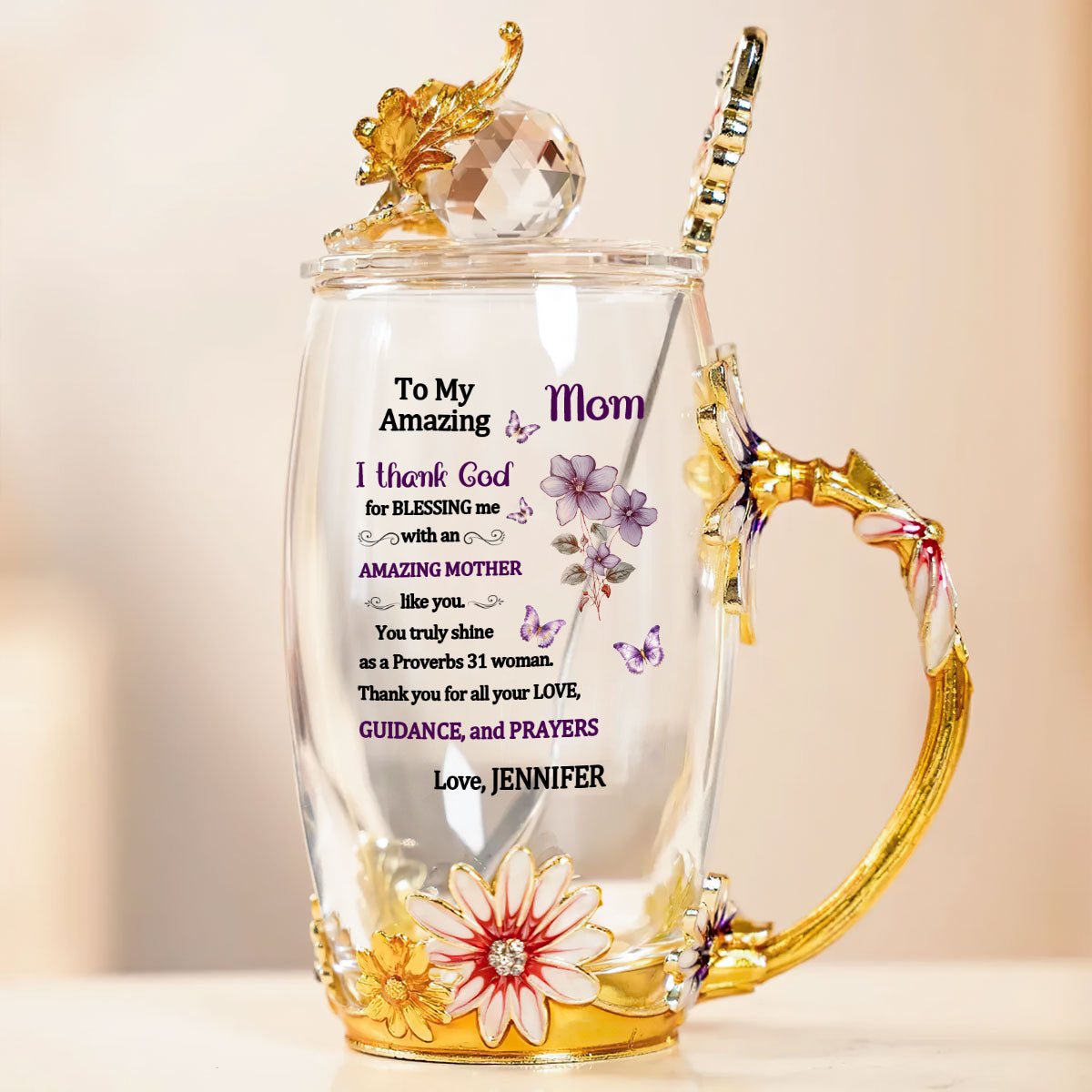  To My Amazing Mom  | Personalized Flower Tea Cup