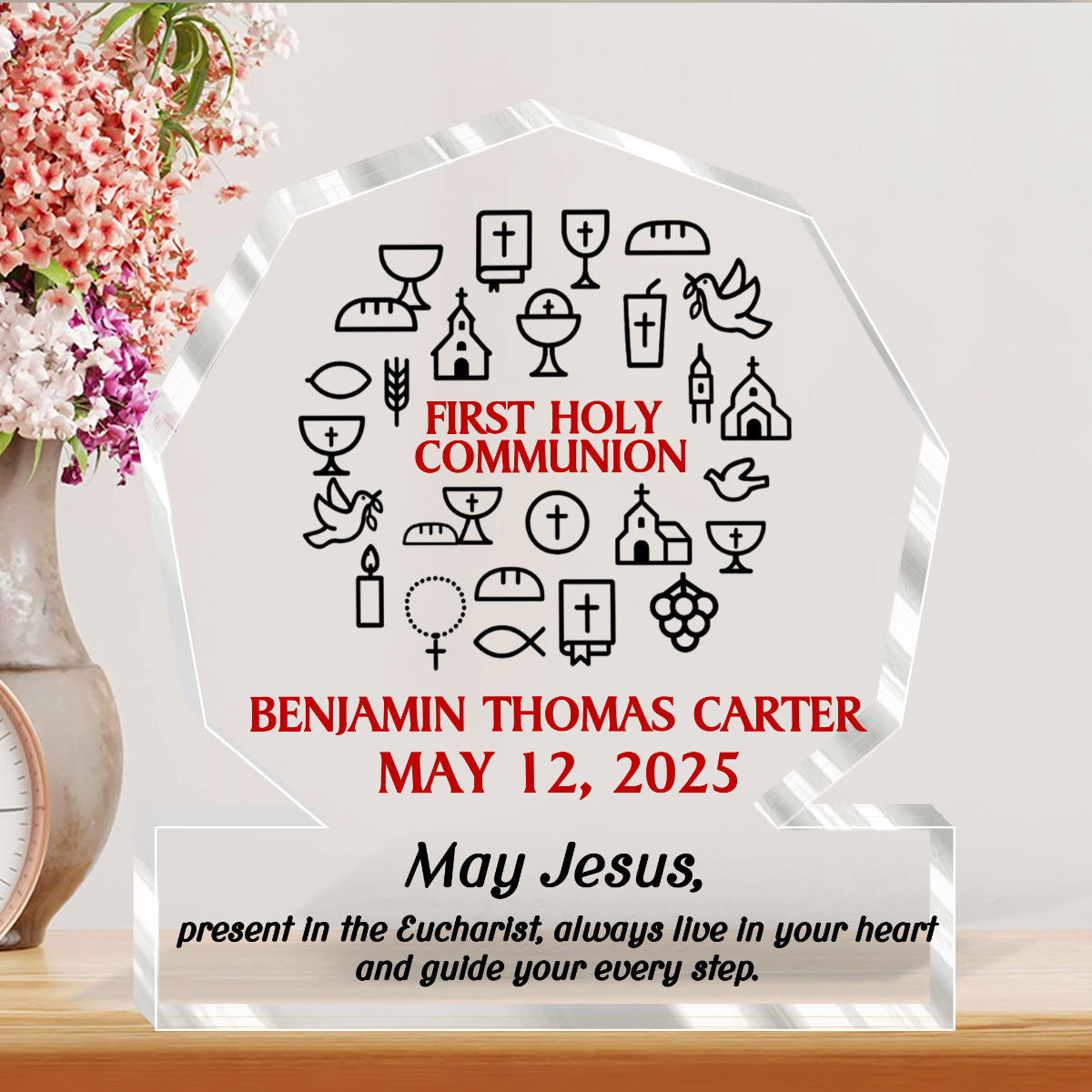 May Jesus Guide Your Every Step | Personalized Custom Shaped Squared Acrylic Plaque
