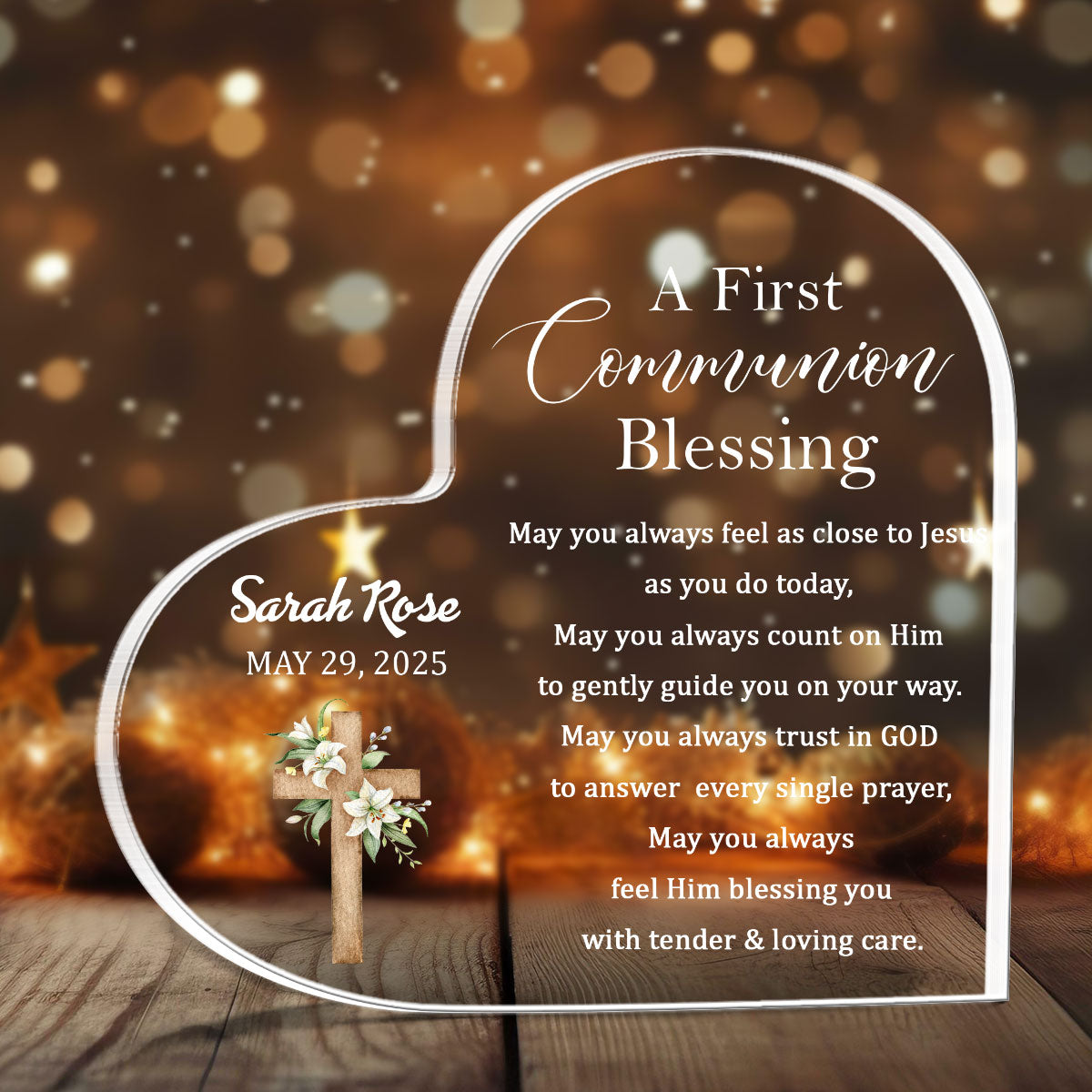 A First Communion Blessing | Personalized Custom Shaped Squared Acrylic Plaque