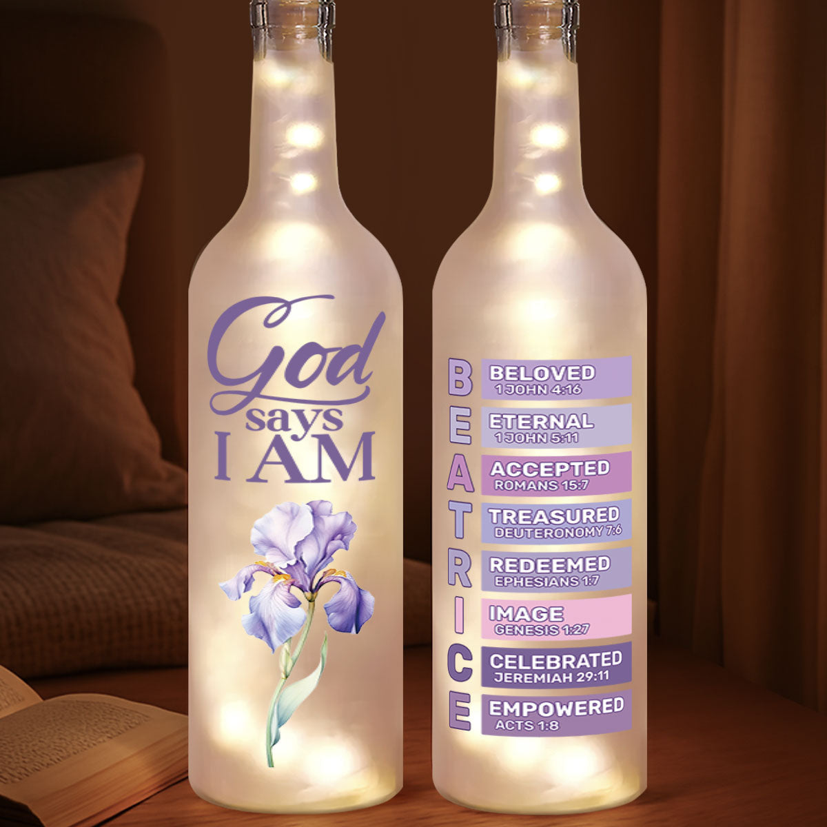 God Says I Am | Personalized Bottle Lamp