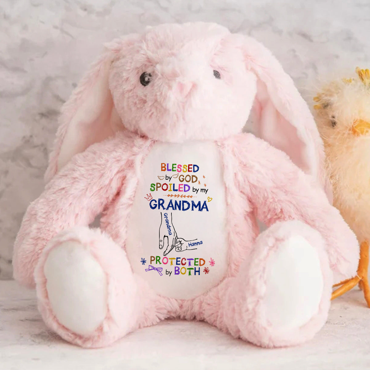 Blessed By God Spoiled By My Grandma | Personalized Stuffed Bunny