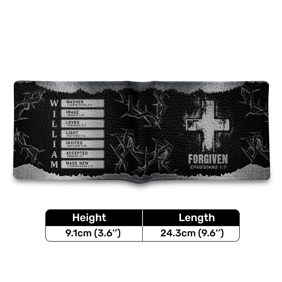 Forgiven Bible Verse | Personalized Folded Wallet For Men