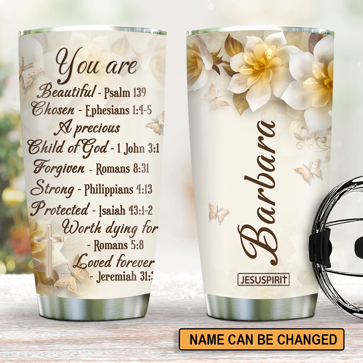 Pretty Personalized Stainless Steel Tumbler 20oz - You Are The Woman O -  Jesuspirit