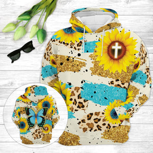 Jesuspirit 3D Unisex Hoodies | Butterfly And Sunflower | Worship Gift For Christian People HN118