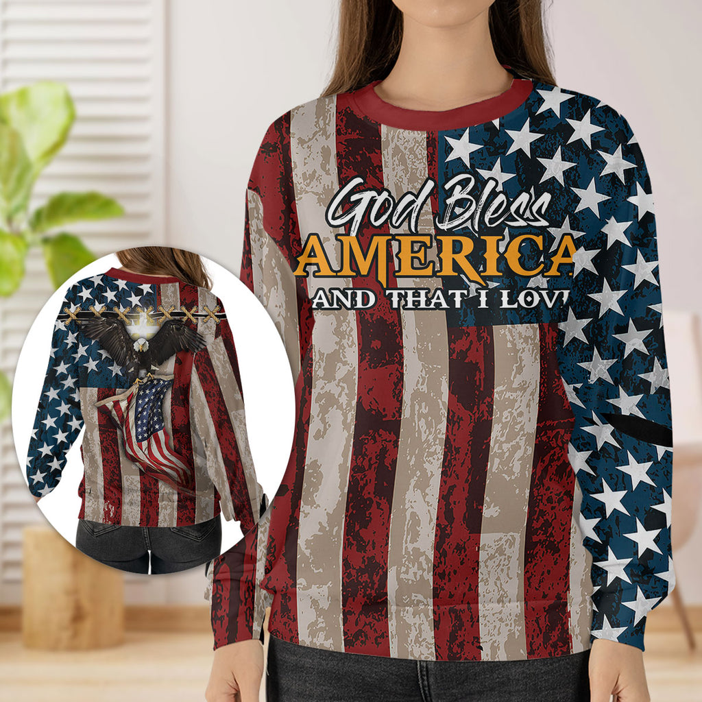 Jesuspirit | Eagle 3D Unisex Sweater | God Bless America | Stylish Gift For  Christians HN115