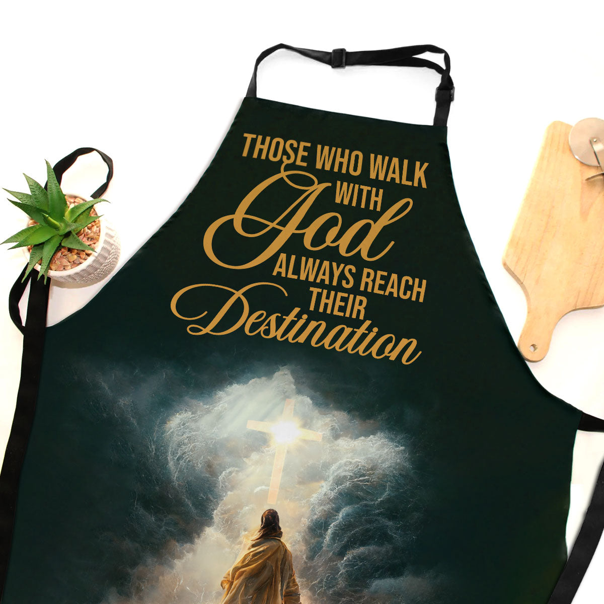 Jesuspirit | Those Who Walk With God Always Reach Their Destination | Jesus & Cross | Apron With Neck Strap AHM06