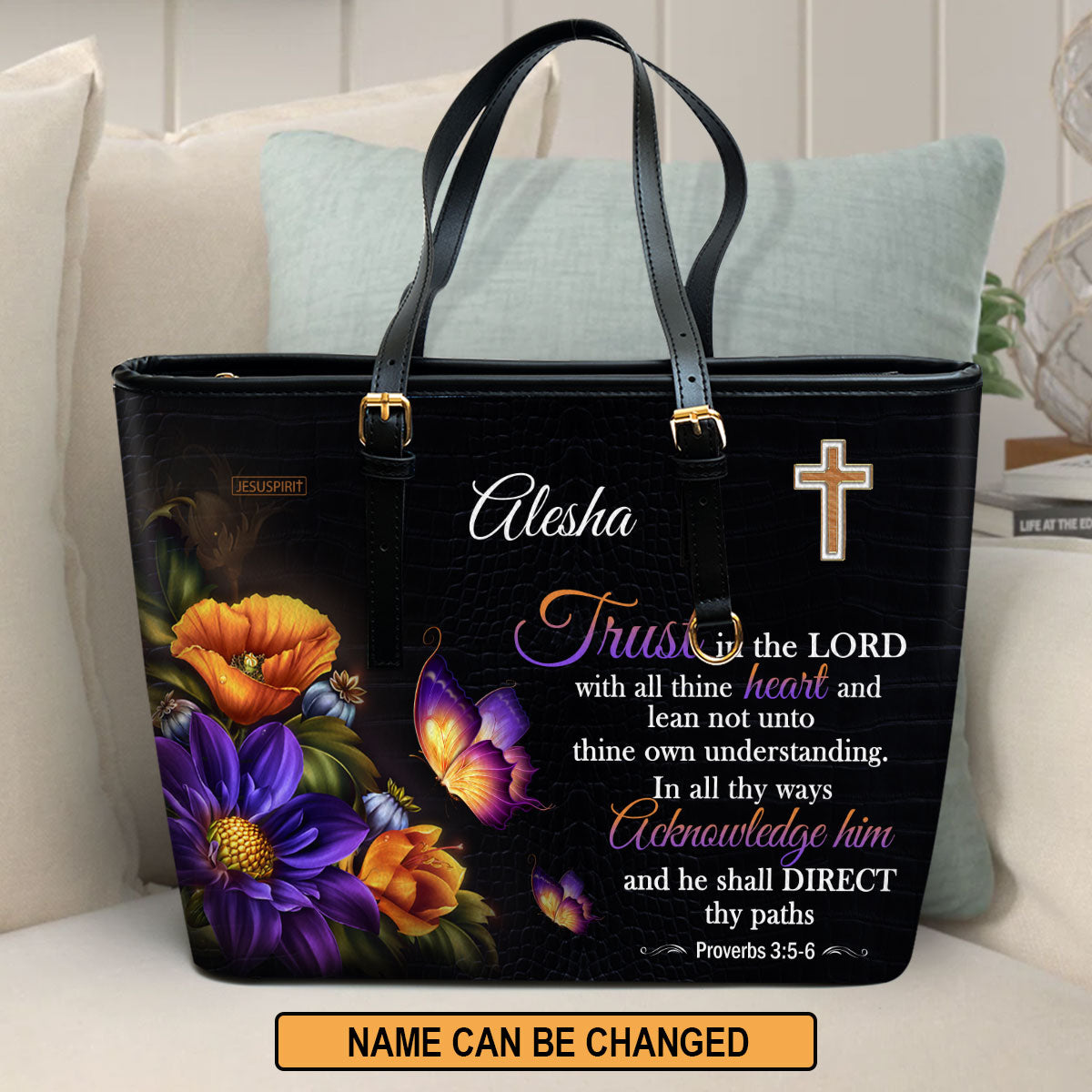 Christian Bible verse Quote Floral Typography - Walk By Faith Tote Bag by  Wall Art Prints - Pixels