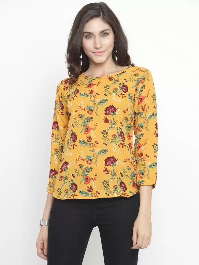 TANDUL Casual Regular Sleeves Printed Women Multicolor Top
