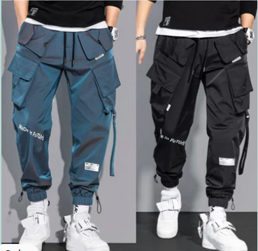 Fashion (khaki)Men's Side Pockets Cargo Harem Pants Ribbons Black Hip Hop  Casual Male Joggers Trousers Fashion Casual Streetwear Pants OM @ Best  Price Online