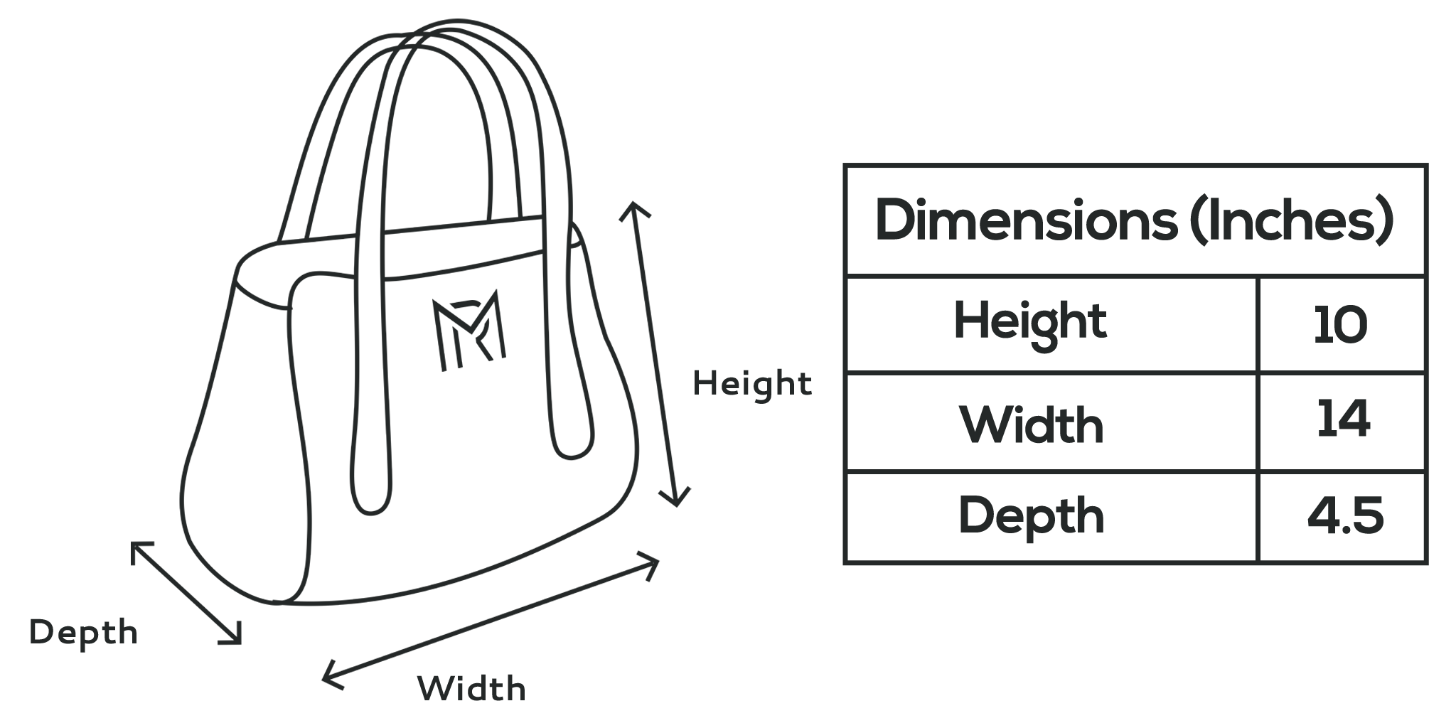 D Shaped Ladies Bag Dimensions