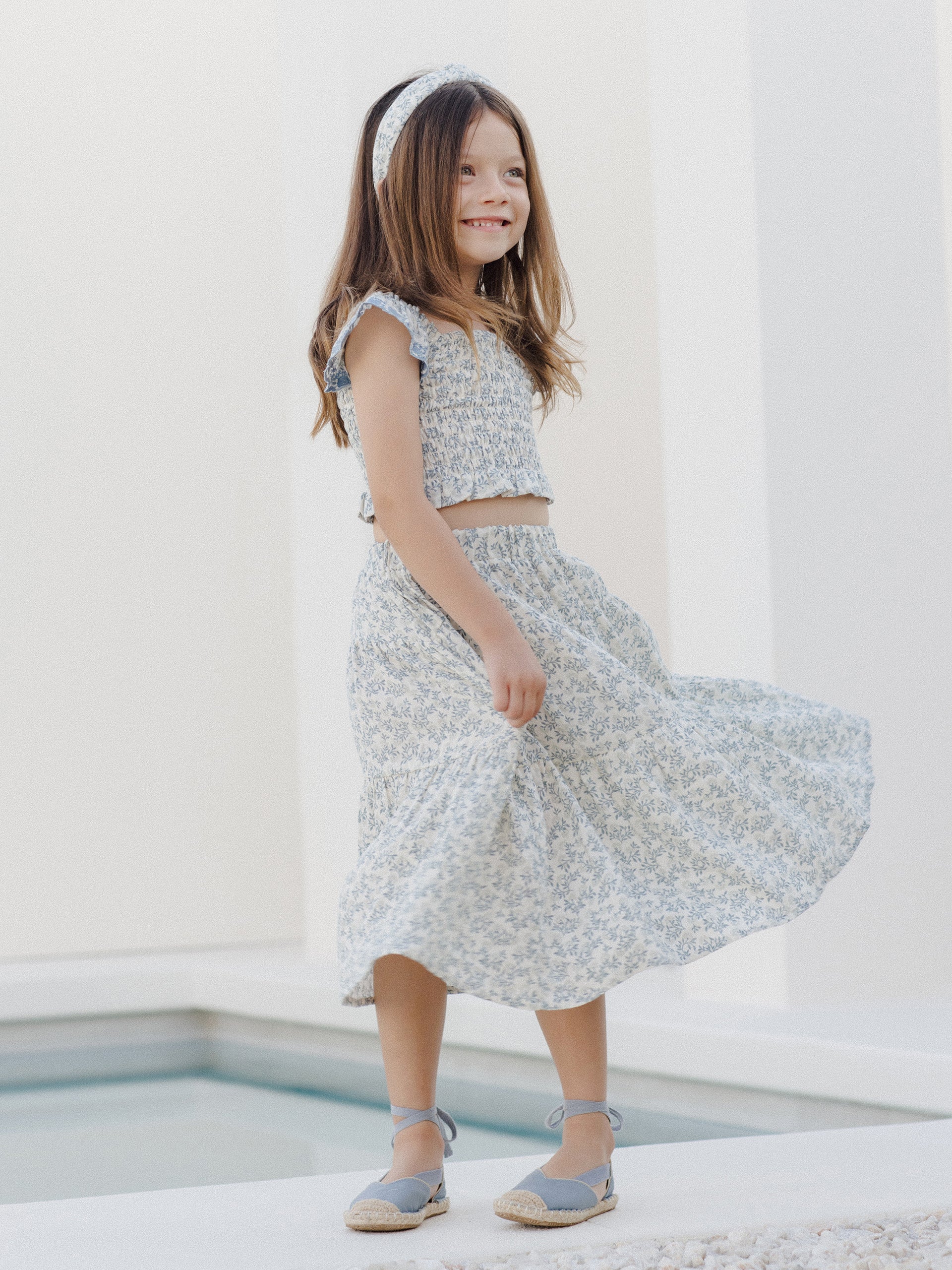 Rylee & Cru Tiered Midi Skirt, Blossom