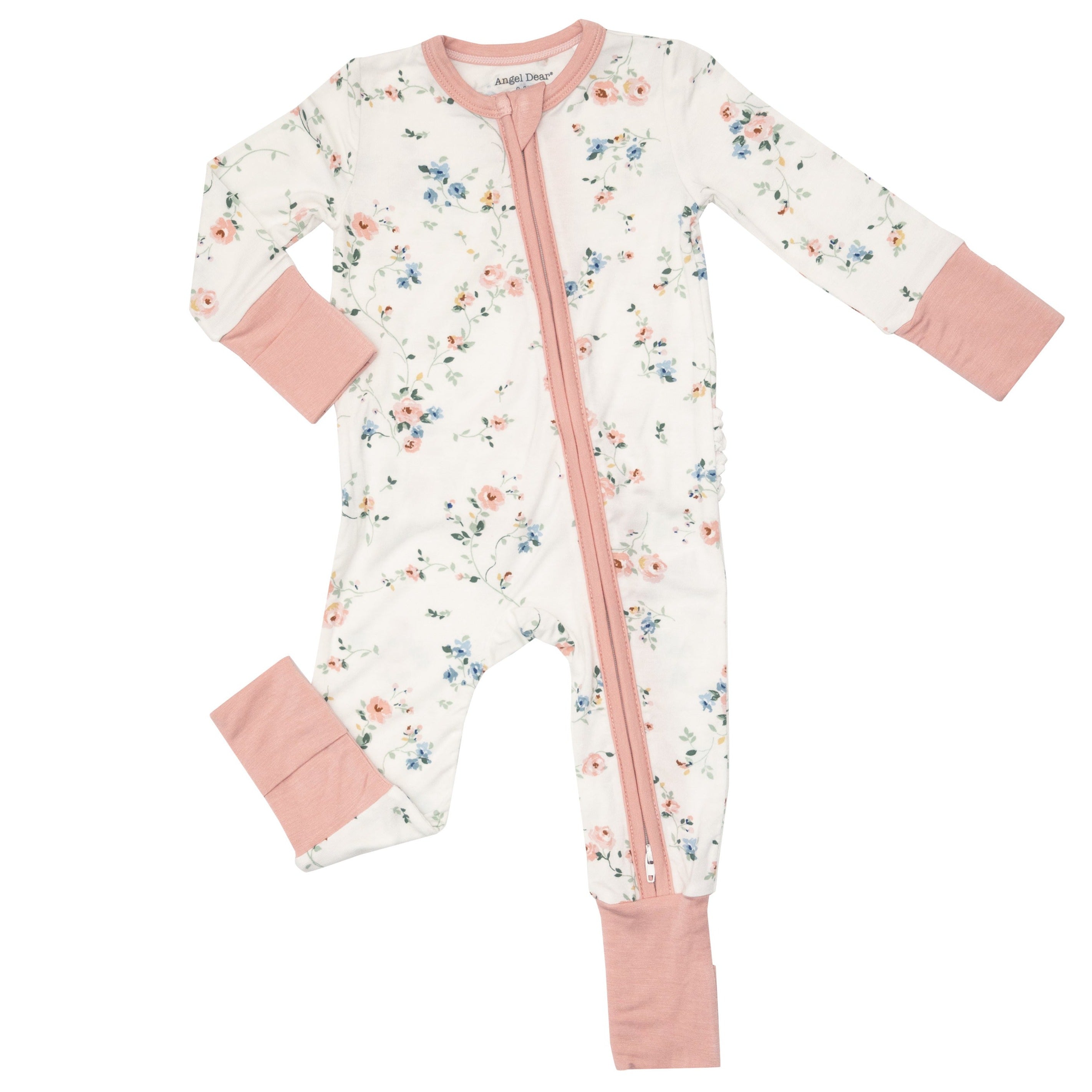 Image of 2-Way Ruffle Zip Romper, Climbing Roses  - Gy e g . "5 l 