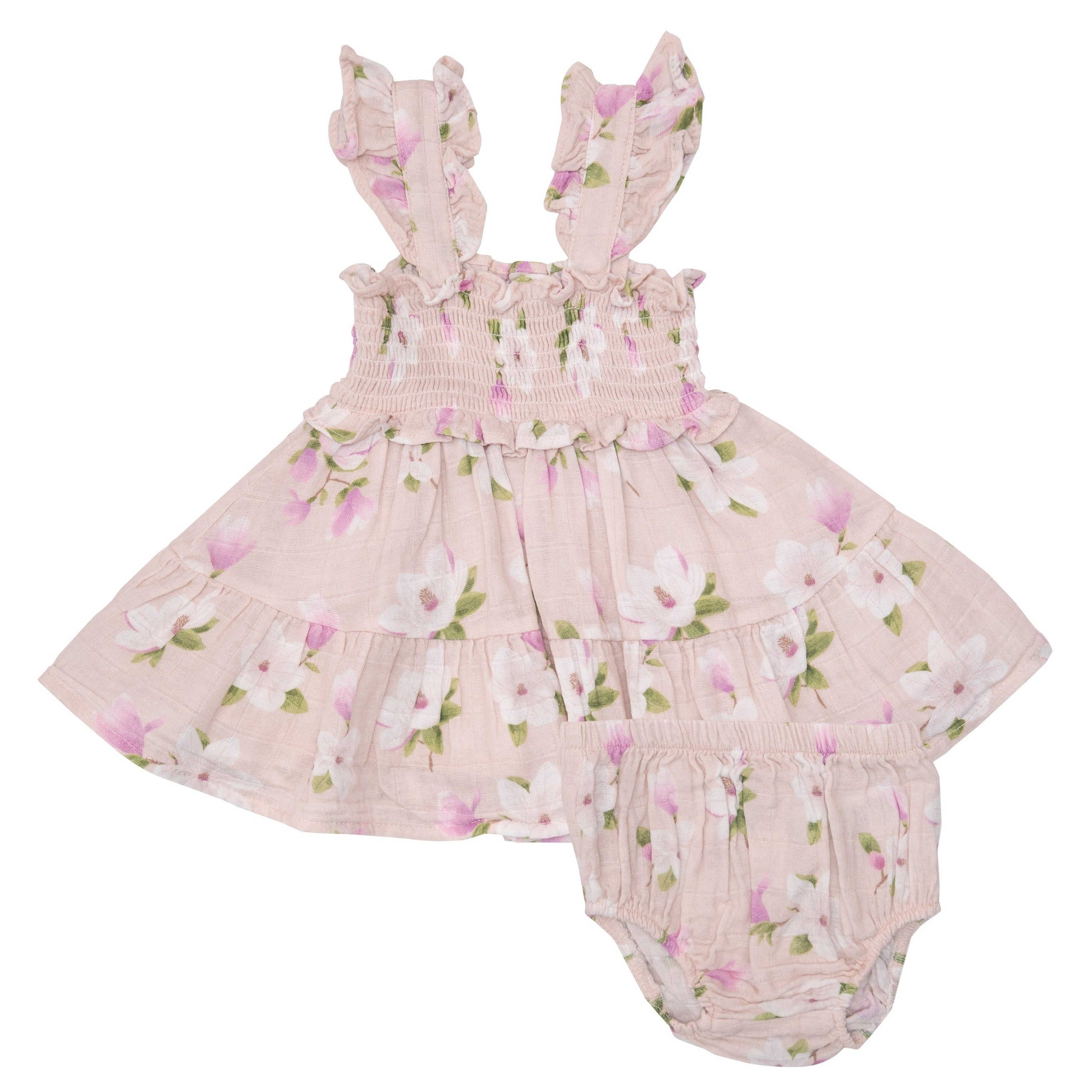 Image of Smocked Ruffle Sundress & Bloomer, Southern Magnolias