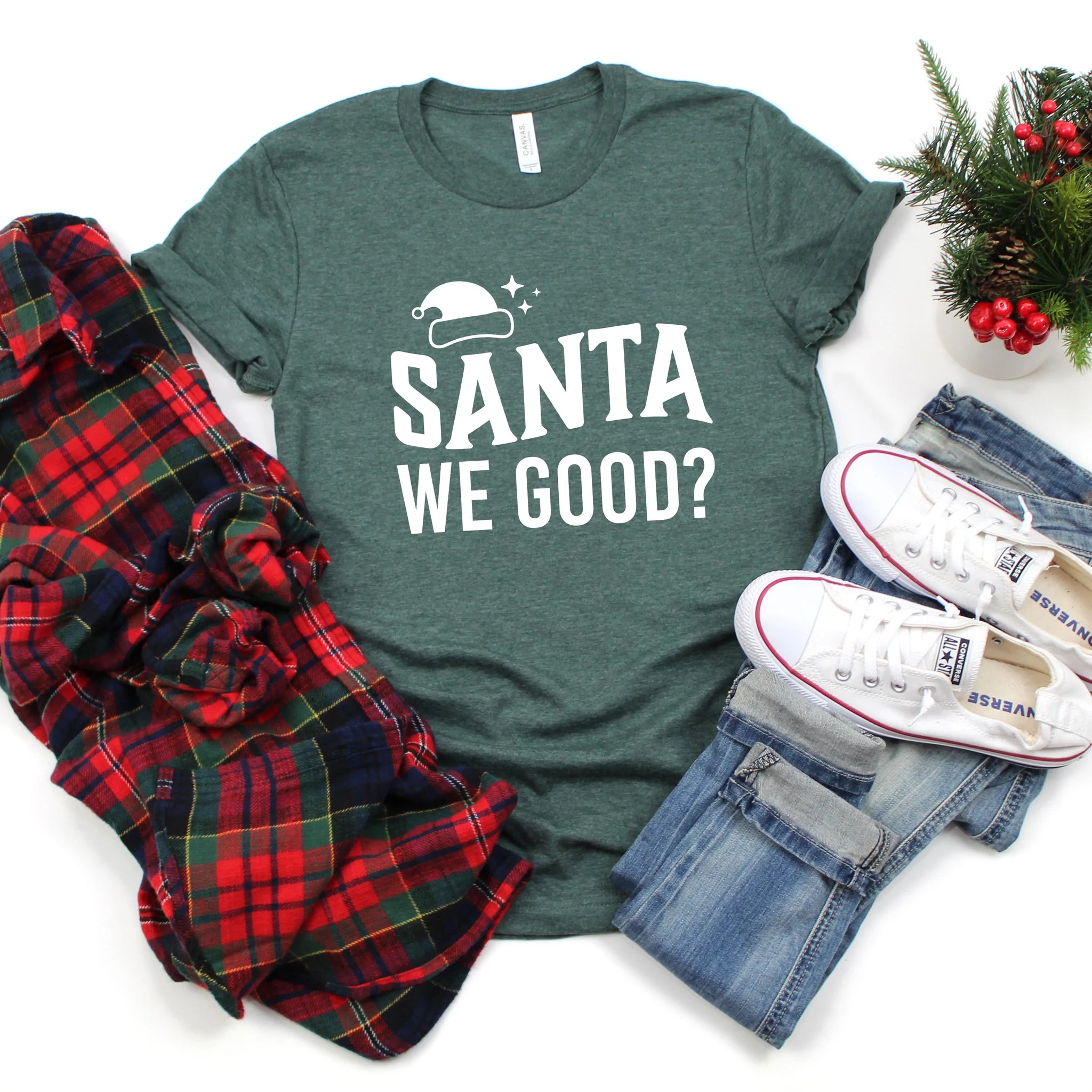 Image of Santa We Good? Graphic Tee, Forest