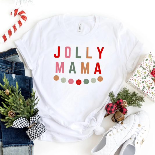 Jolly Mama Garland Graphic Tee, White