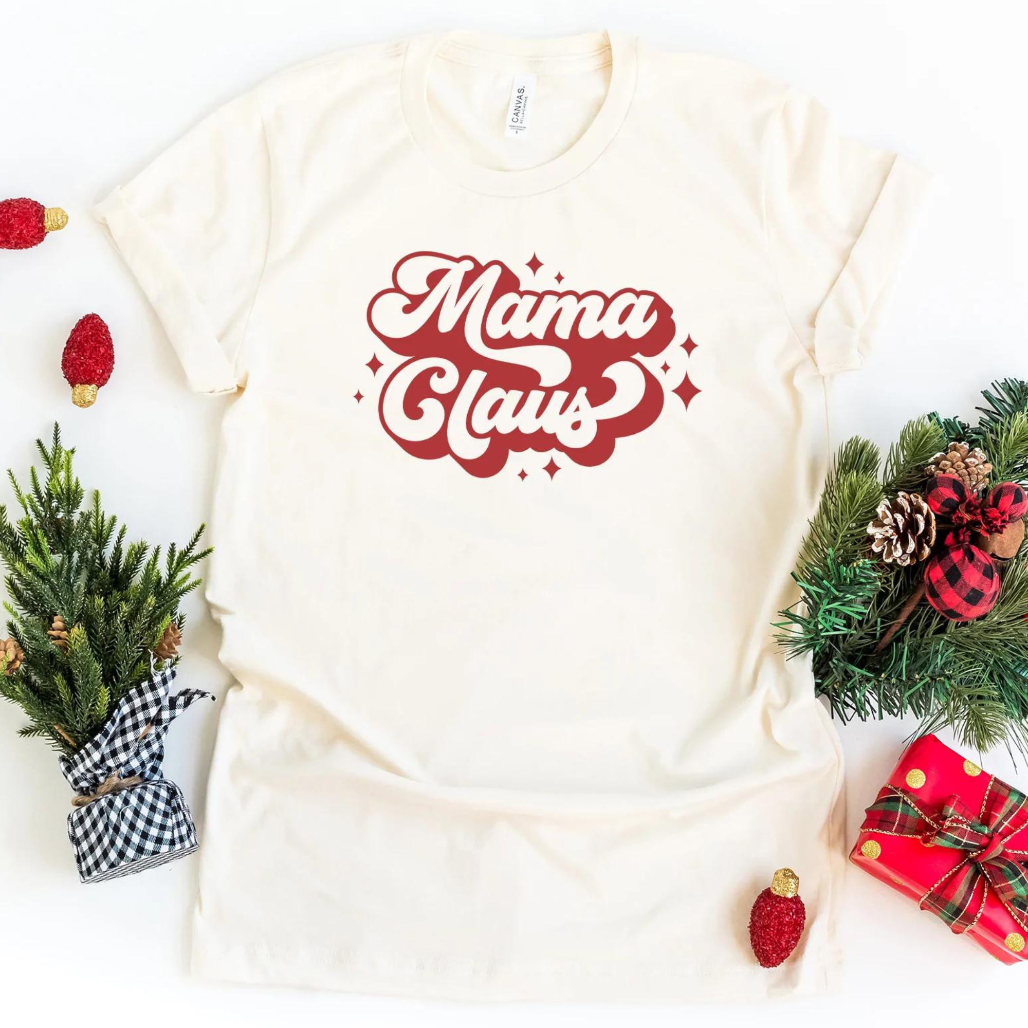 Image of Mama Claus Groovy Graphic Tee, Cream 9 2 24 o 