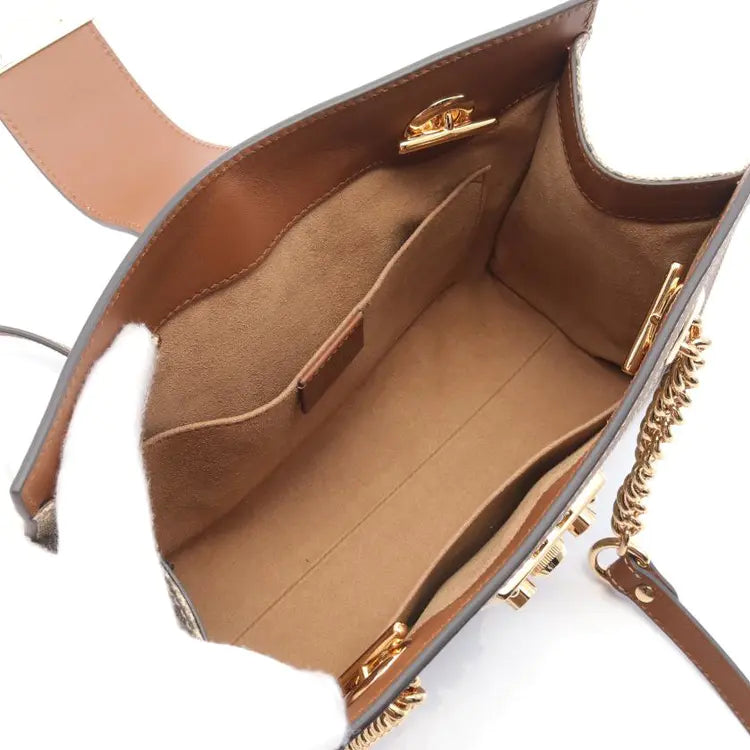 GUCCI Padlock Chain Shoulder Bag, Canvas Coated, Small - ShopShops
