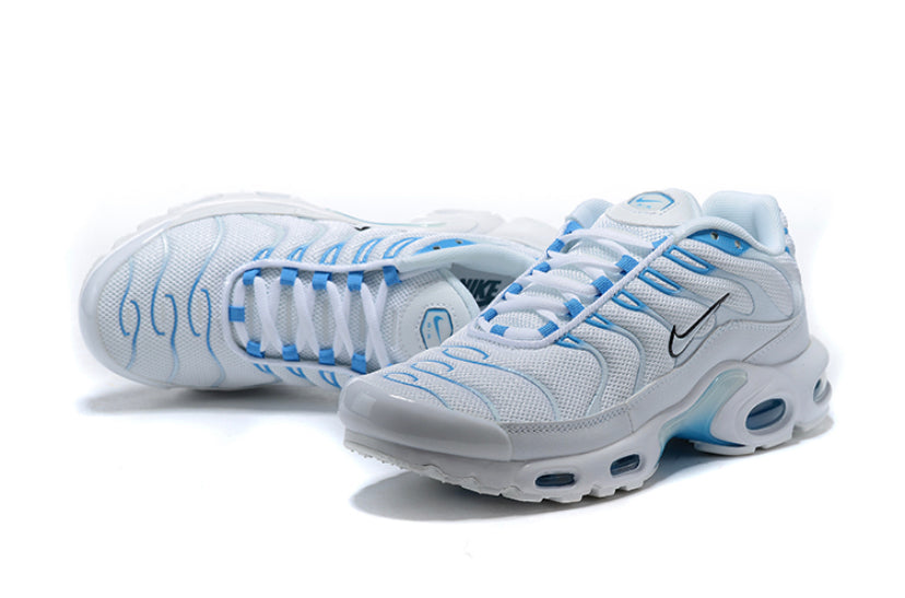 white tns with blue tick