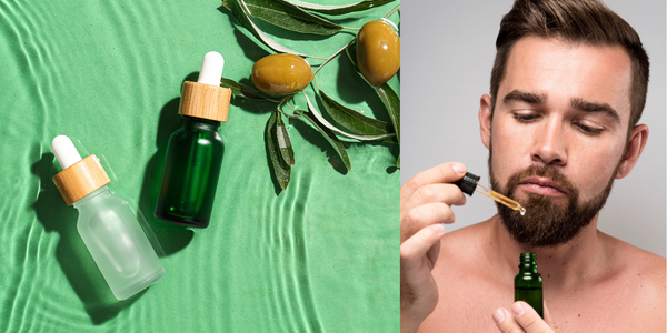 man using face oil 