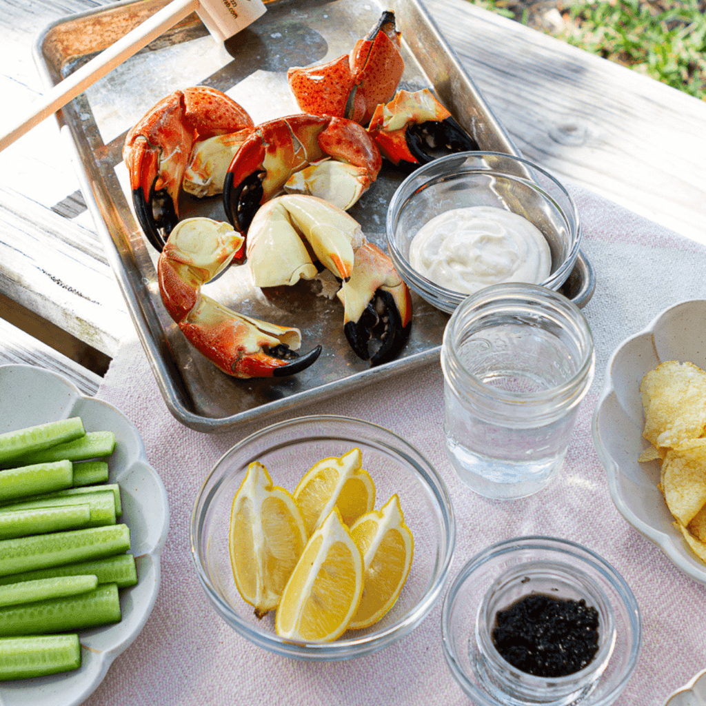 Stone crabs at Capt'n Butcher's, steamed or cold with drawn butter.