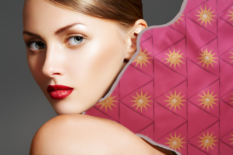Model wearing Peach X Pearl Co petal pink scarf