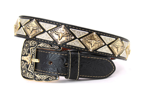 Praying Cowboy Conchos For Leather Belt - Silver Gold Shiny