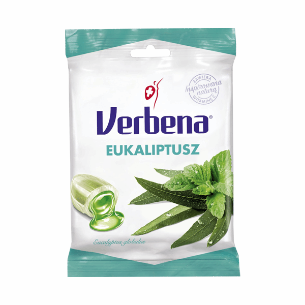 Bomboane umplute cu eucalipt si vitamina C, 60 g, Verbena