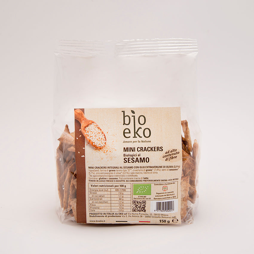 Crackers bio integrali cu susan și ulei de măsline 150g Bio Eko