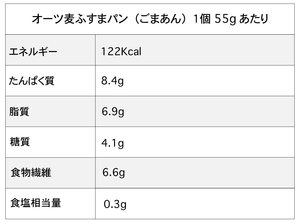 オーツ麦ふすまパン（ごまあん）