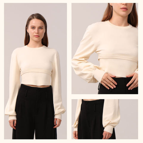 knitted long sleeve cropped top