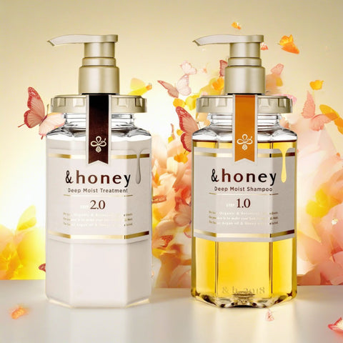 &HONEY Deep Moist 1.0 Shampoo 440ml + 2.0 Hair Treatment 445g Set