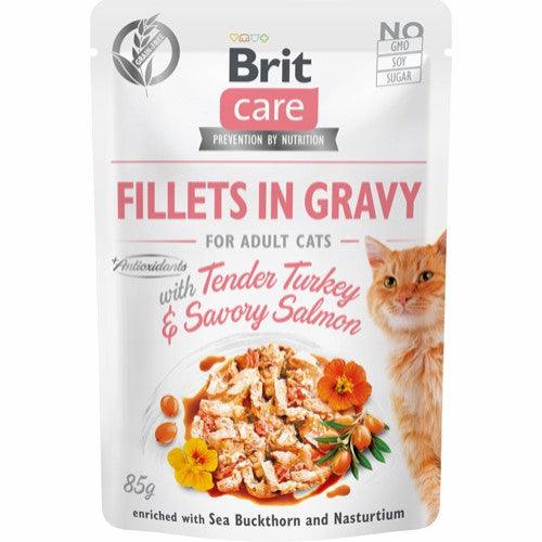 Se Brit Care Cat Kitten Fillets - Gravy with Turkey + Salmon hos animondo