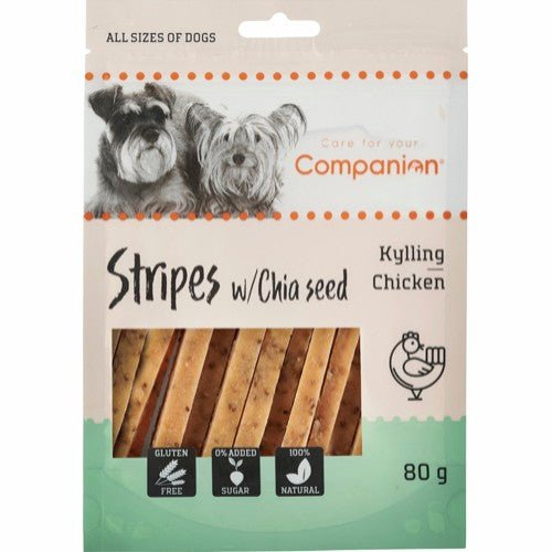 Se Companion Chicken Stripes w/ Chia seed , 80g hos animondo