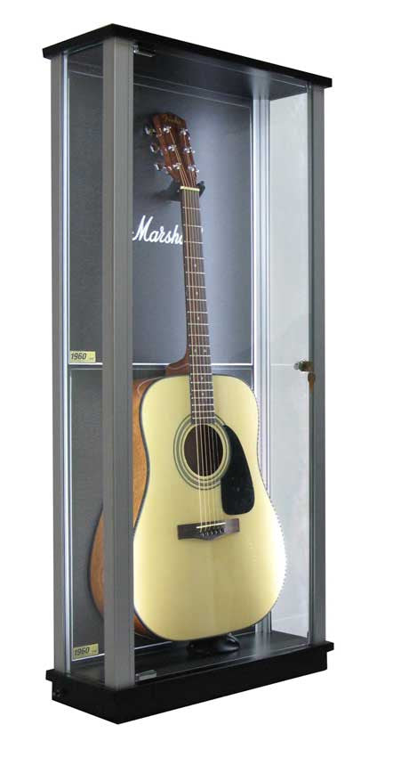 Locking Glass Guitar Display Case w/ LED's - Musical ...