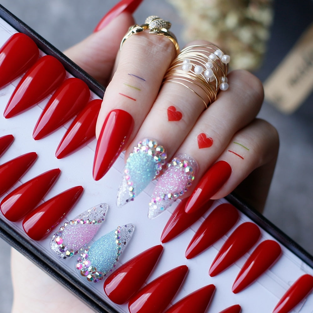 Luxury Gemstone Stiletto Nails – The Nail Event