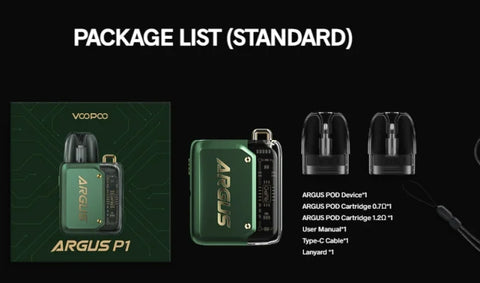 Voopoo Argus P1 Kit Package list: